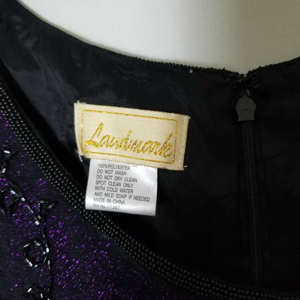 Vintage Purple Black Beaded a-line gown - image 6