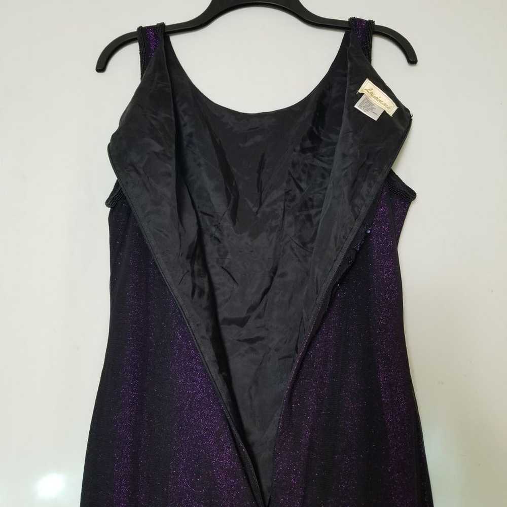 Vintage Purple Black Beaded a-line gown - image 7