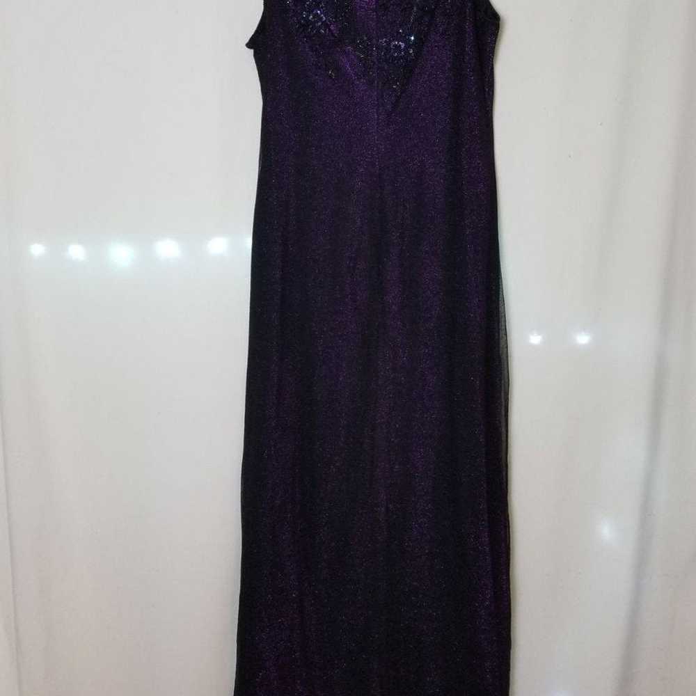 Vintage Purple Black Beaded a-line gown - image 8