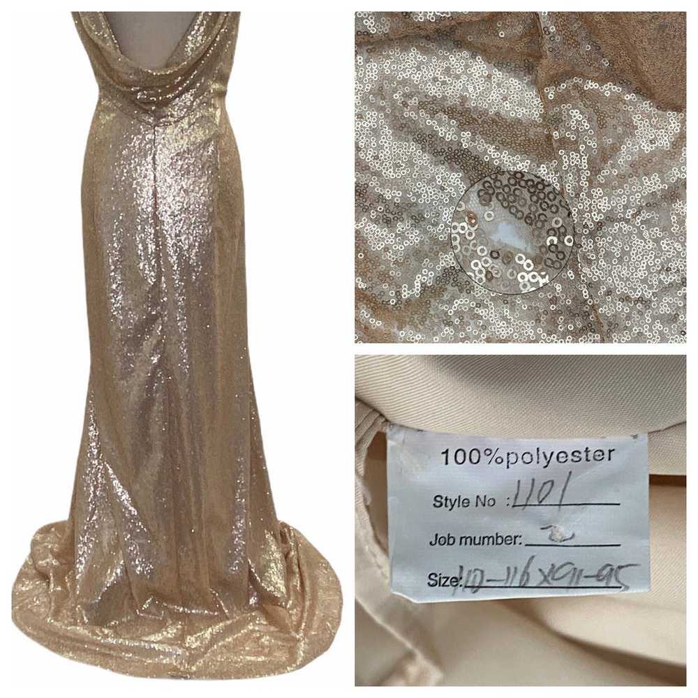 Metallic Gold Sleeveless Ball Gown Dress - image 10