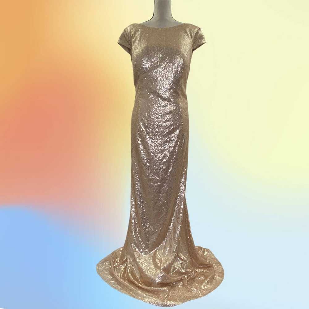 Metallic Gold Sleeveless Ball Gown Dress - image 12