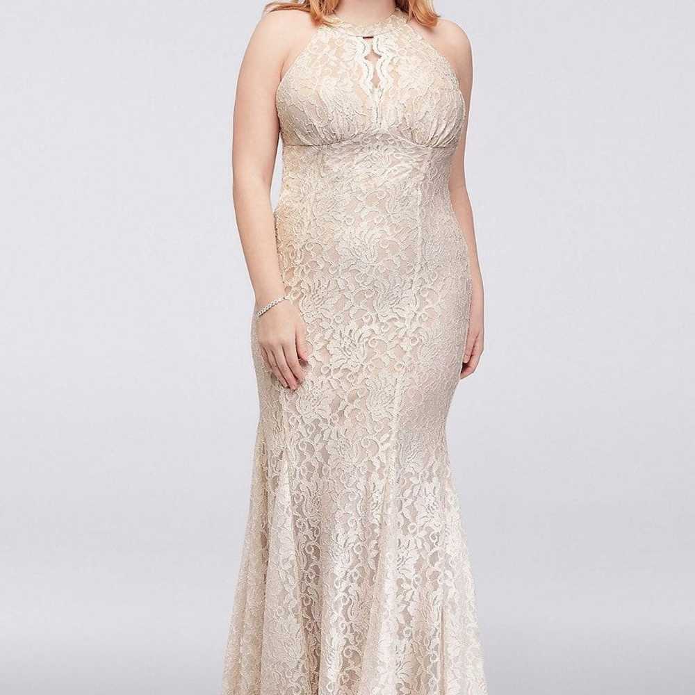 LONG GLITTER LACE HALTER PLUS SIZE DRESS - image 1