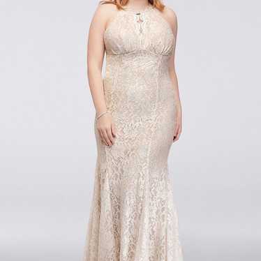 LONG GLITTER LACE HALTER PLUS SIZE DRESS - image 1