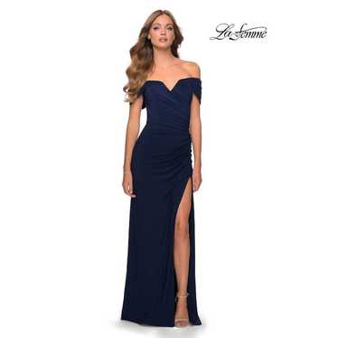 LA FEMME Formal Dress 2 Navy Blue 28389 Off The S… - image 1
