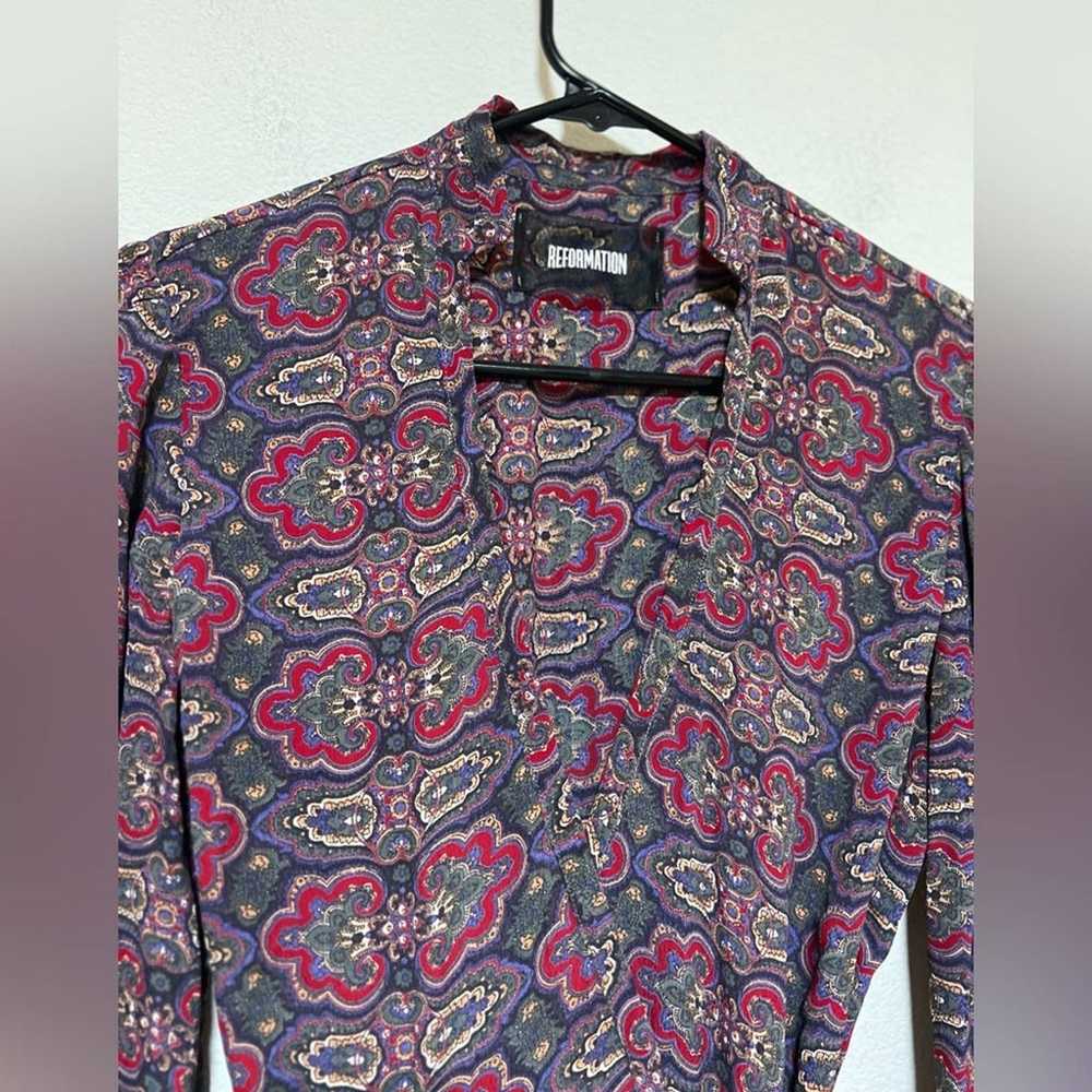 Reformation Paisley 70s Print Wrap Long Sleeve Co… - image 2