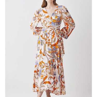 KAREN MILLEN Batik Wrap Midi Dress
