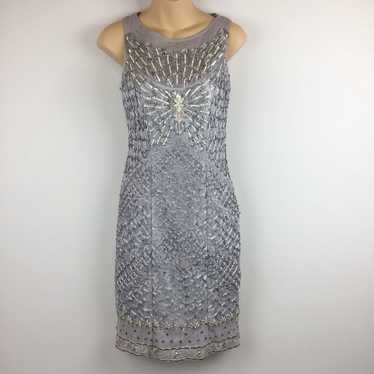 Sue Wong Nocturne Gray & Gold Beaded Dress | 2 - image 1
