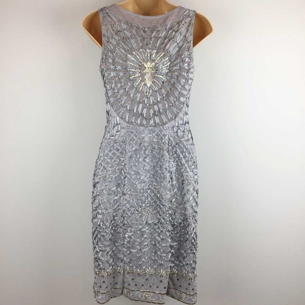 Sue Wong Nocturne Gray & Gold Beaded Dress | 2 - image 2