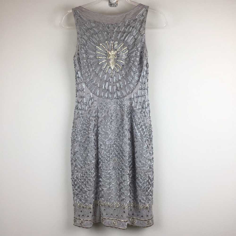 Sue Wong Nocturne Gray & Gold Beaded Dress | 2 - image 3