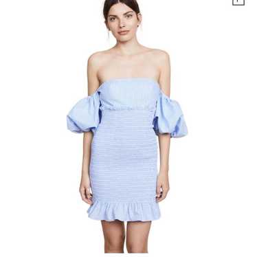 PETERSYN Winona Mini Dress In Azure gingham off s… - image 1