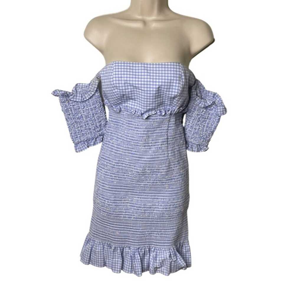 PETERSYN Winona Mini Dress In Azure gingham off s… - image 2
