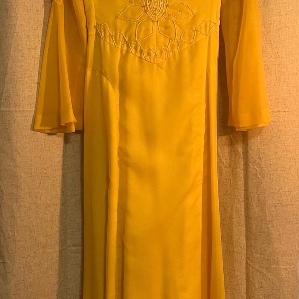 Vintage 70s Bell Sleeve Yellow Dress - image 1