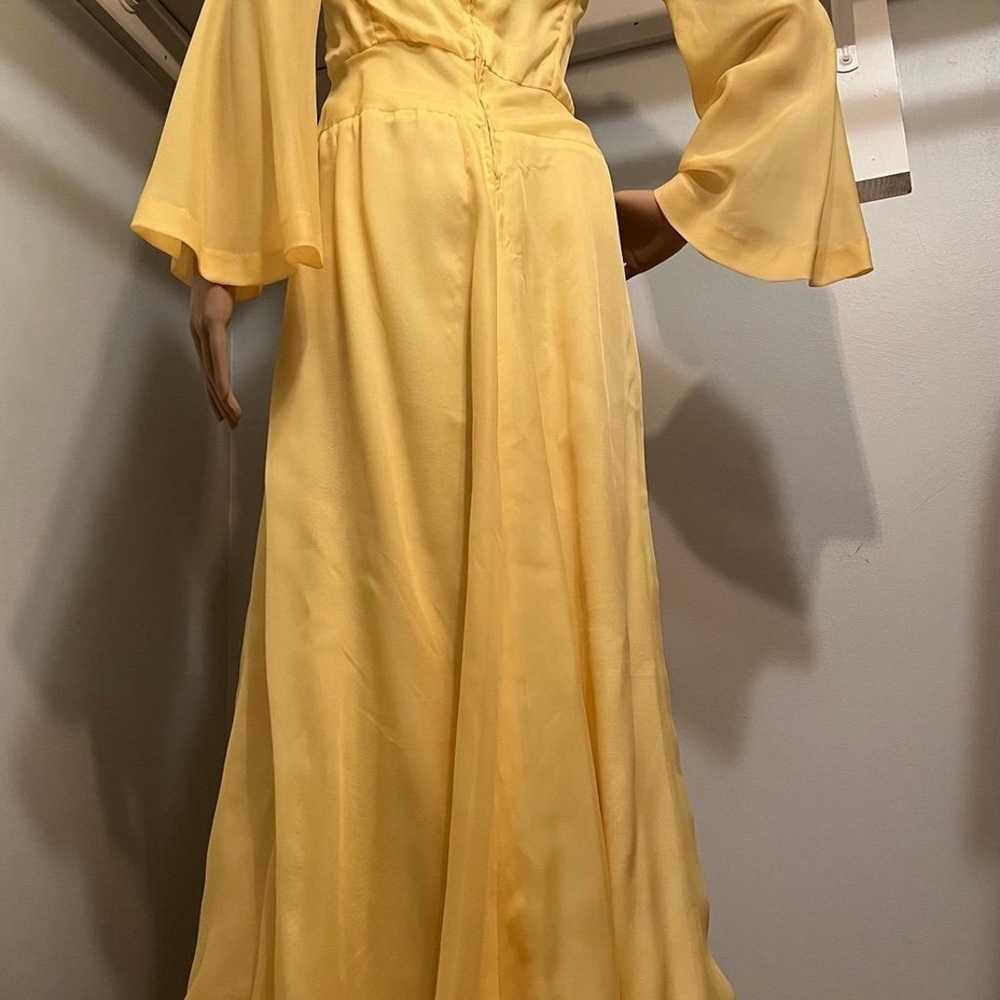 Vintage 70s Bell Sleeve Yellow Dress - image 5