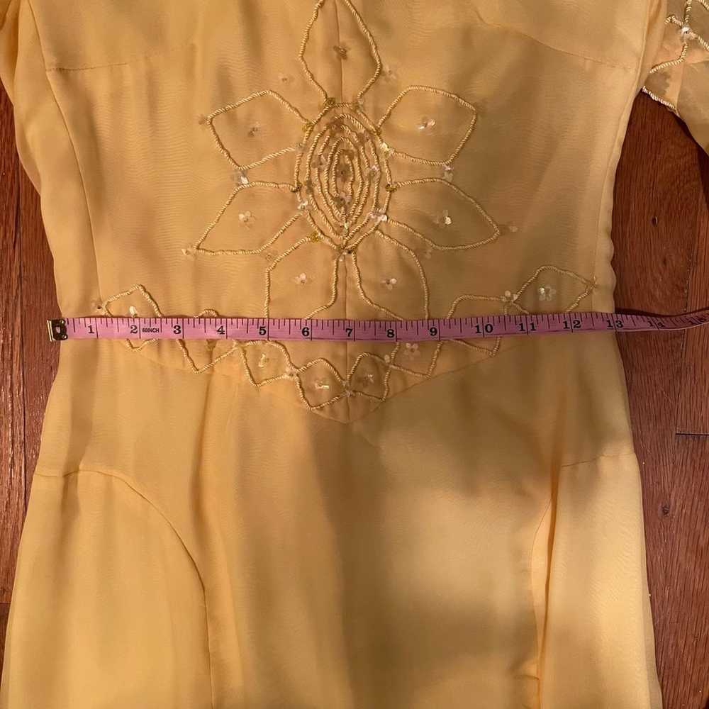 Vintage 70s Bell Sleeve Yellow Dress - image 7
