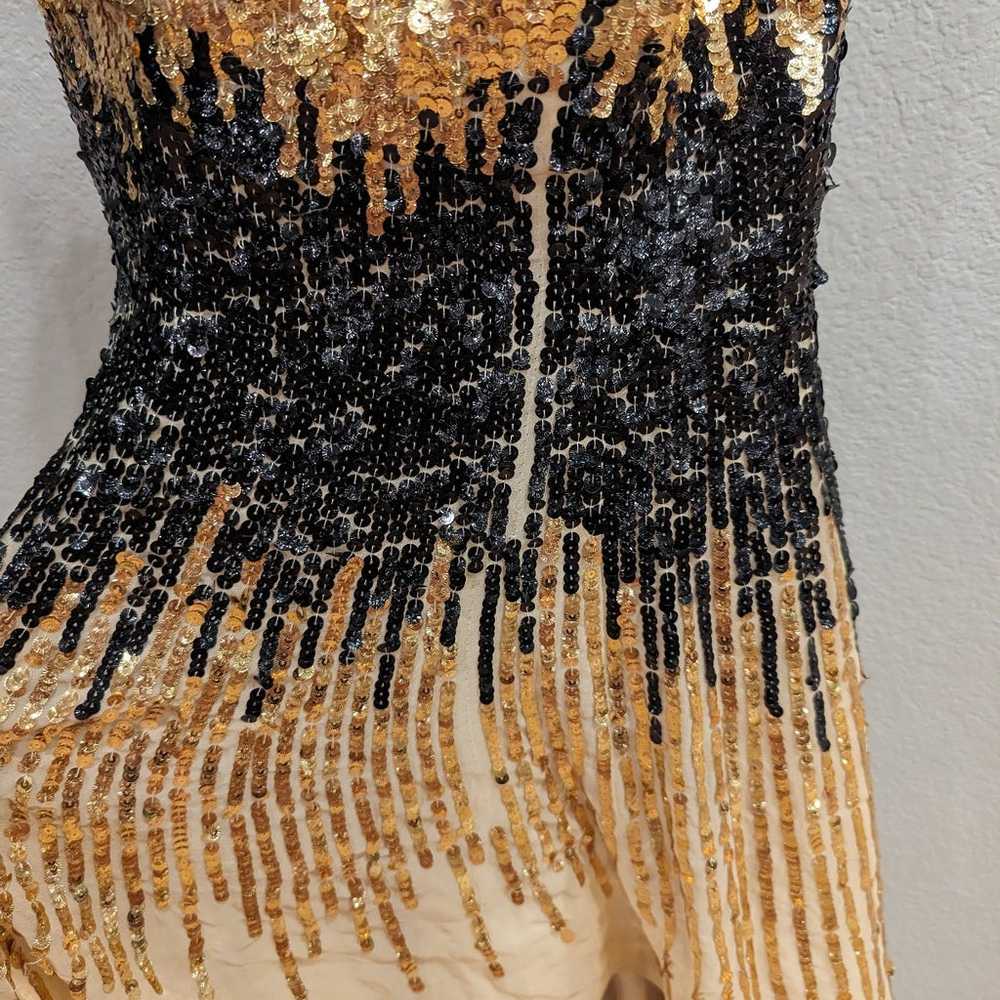 LA FEMME 18591 stunning black and gold sequin hig… - image 2