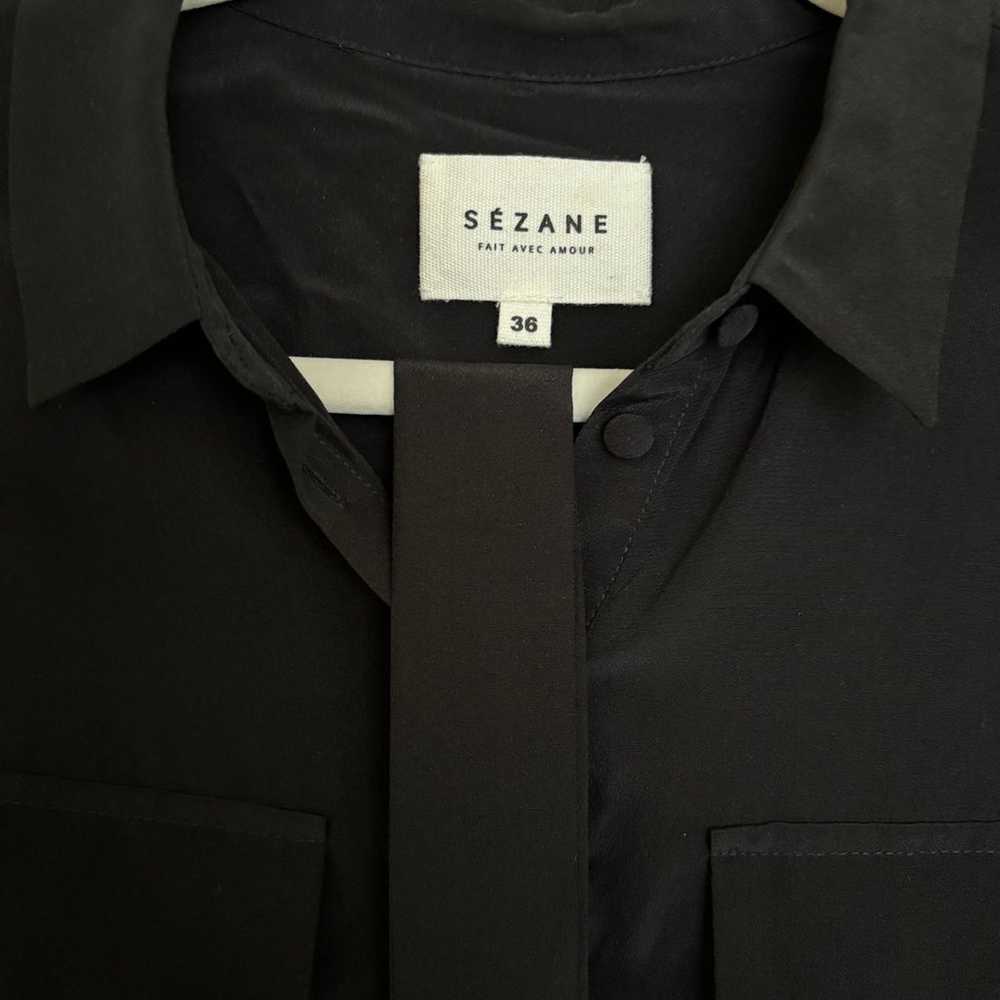 Sezane silk shirt dress -36 - image 4