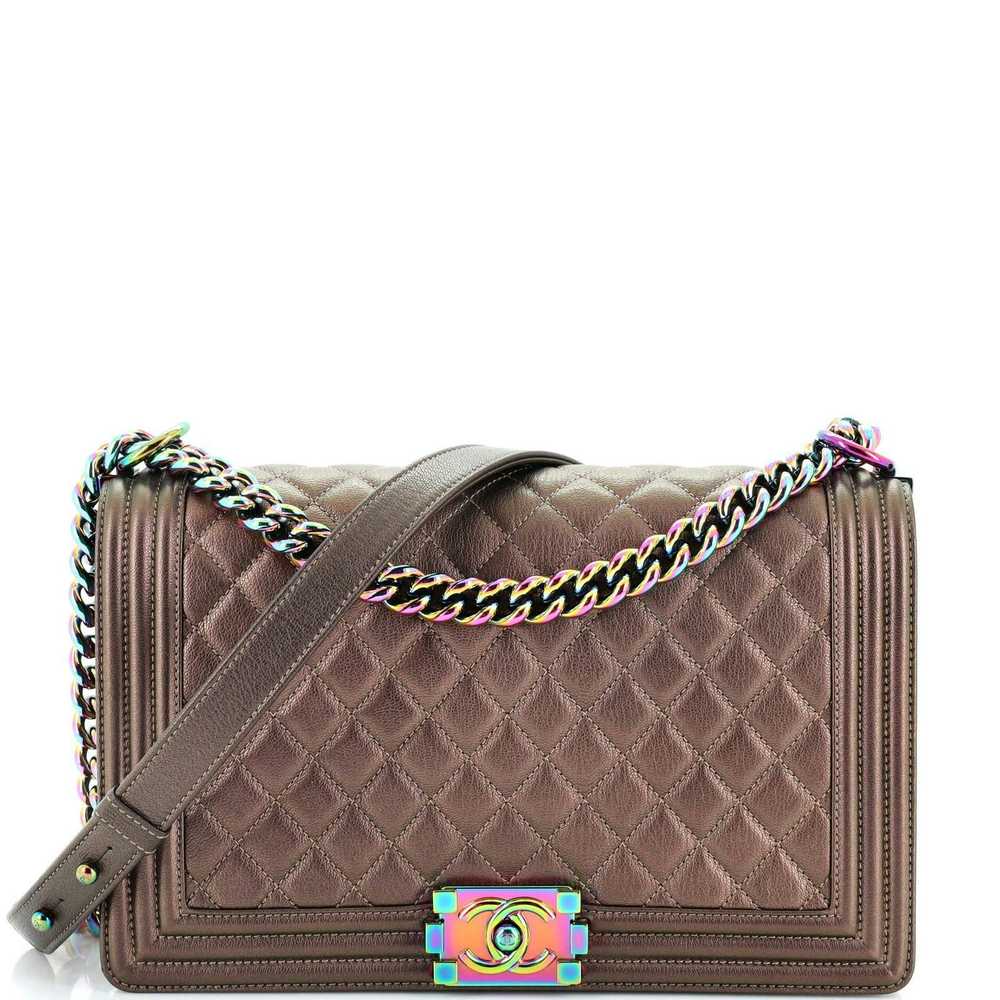 Chanel Boy Flap Bag Quilted Iridescent Goatskin N… - image 1