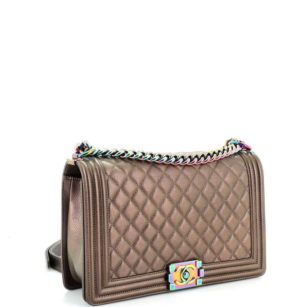 Chanel Boy Flap Bag Quilted Iridescent Goatskin N… - image 2