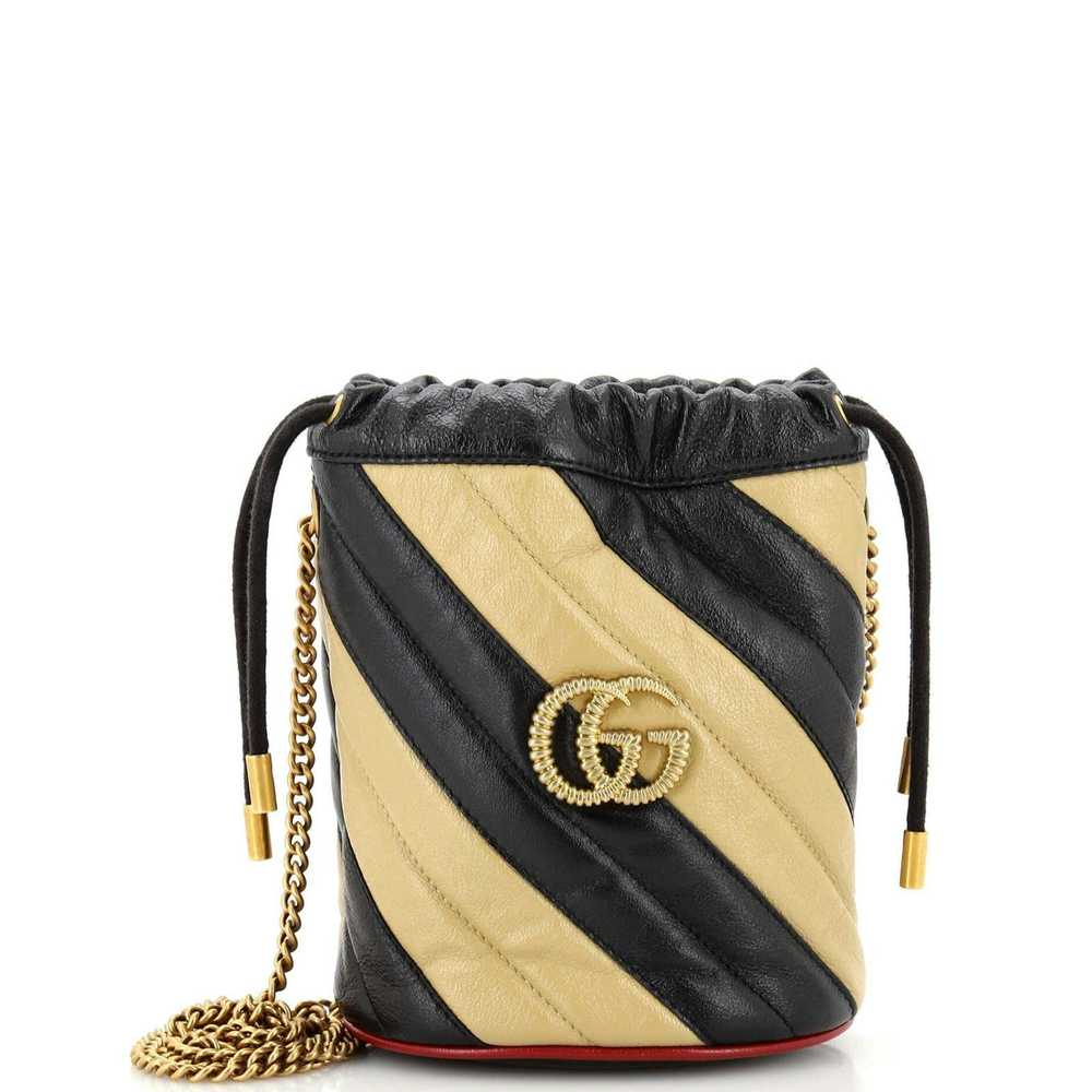 Gucci GG Marmont Bucket Bag Diagonal Quilted Leat… - image 1
