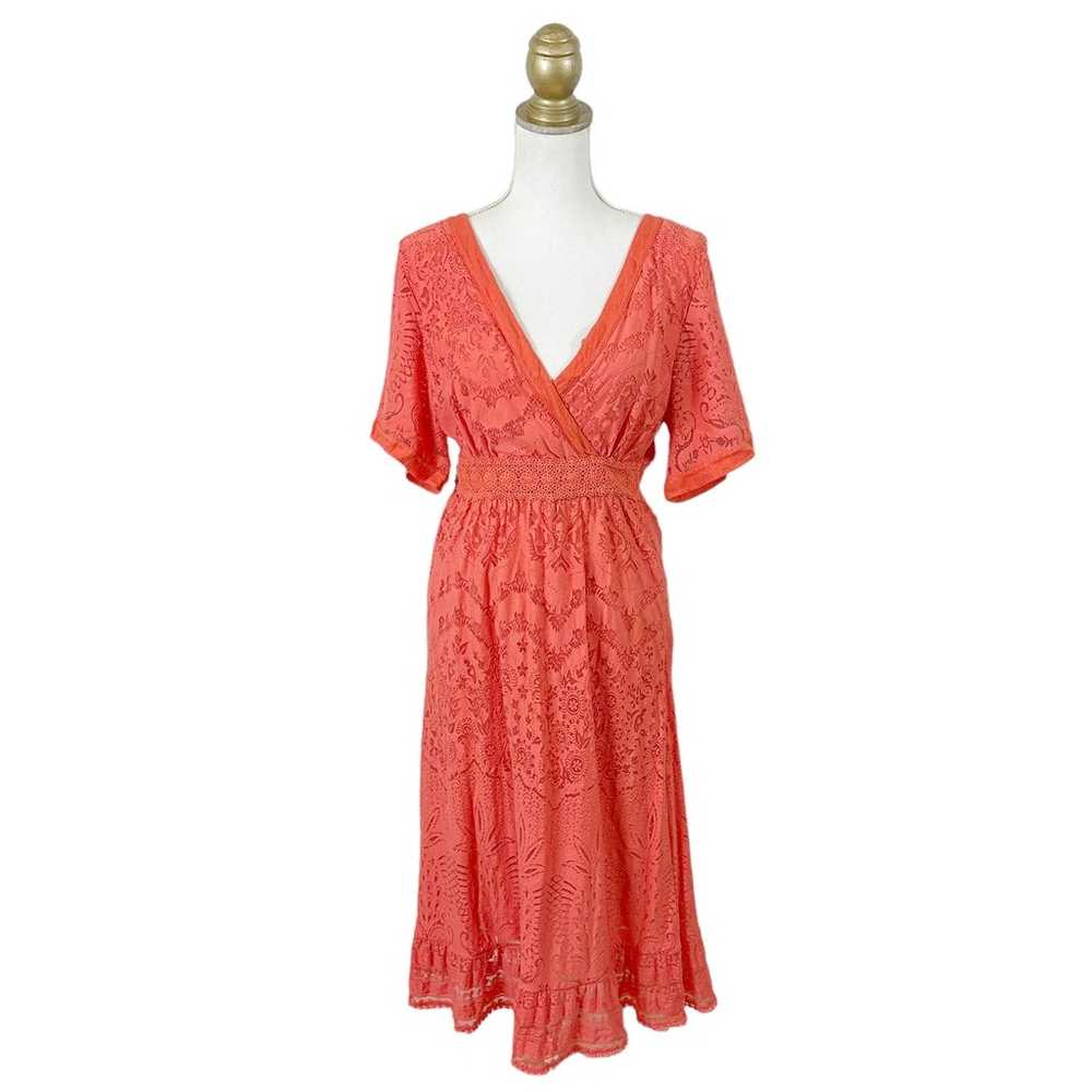 Farm Rio x Anthro Devore Maxi Dress - Coral Lace … - image 5