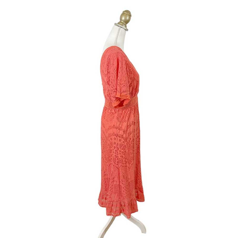 Farm Rio x Anthro Devore Maxi Dress - Coral Lace … - image 6