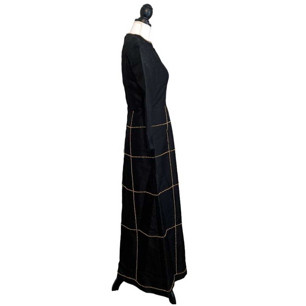 Vintage 1960s Black Gold Beaded Maxi Gown Dress R… - image 2