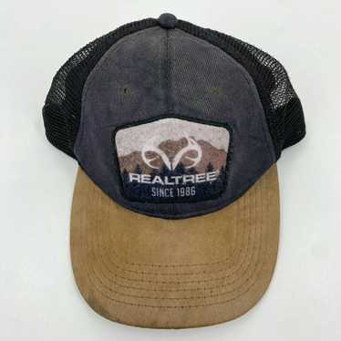 Realtree Fishing Black Gray Half Mesh Cap Hat Size: - Depop