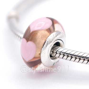 pandora Authentic PANDORA Rose with Pink Hearts Ch