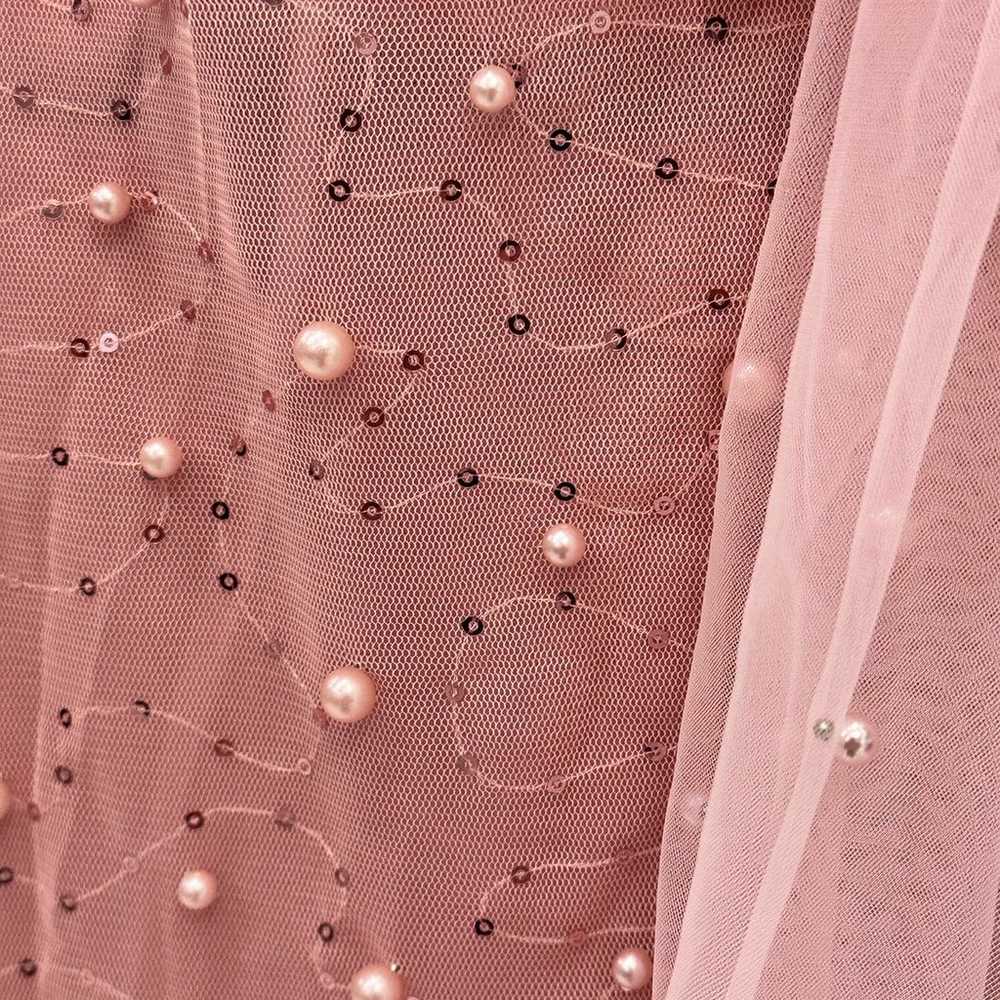 Pink One shoulder Pearl Details Dress - image 5