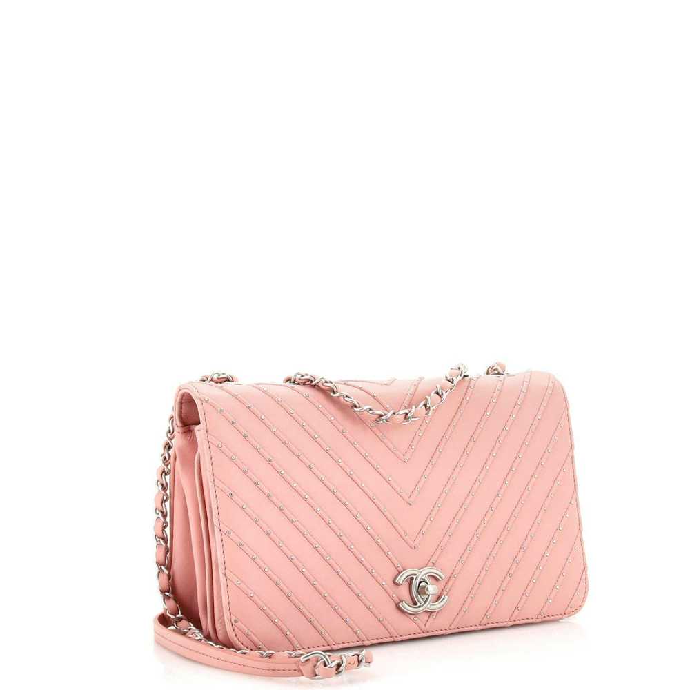 Chanel CC Clasp Flap Bag Studded Chevron Calfskin… - image 2