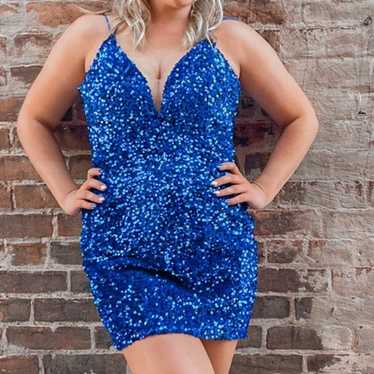 Blue Sequin Homecoming Dress