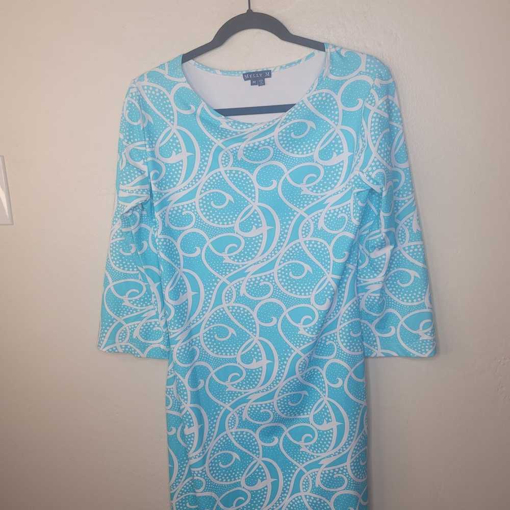 Melly M Blue White Graphic Print Golf Dress Size … - image 1