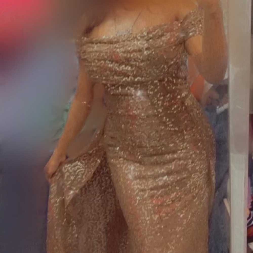 Gold Sequin Prom Dress - image 1