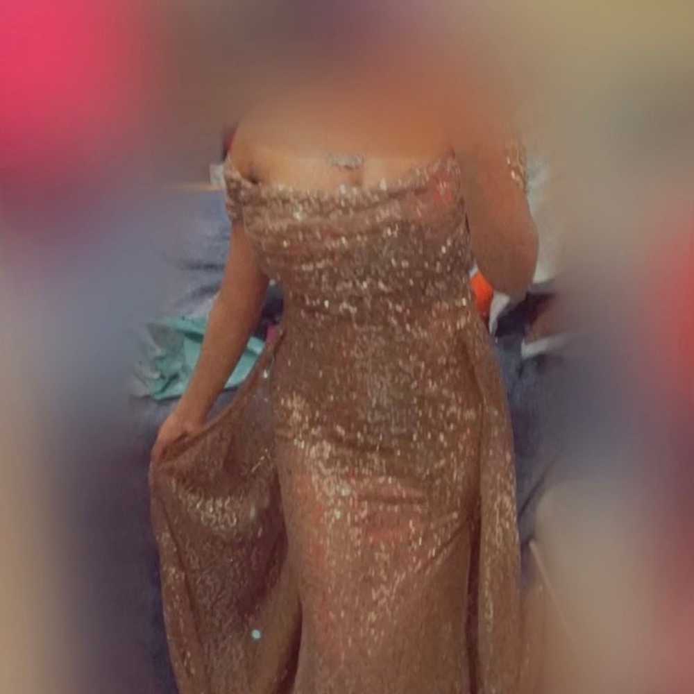 Gold Sequin Prom Dress - image 3