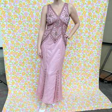 Pale pink scala formal prom dress