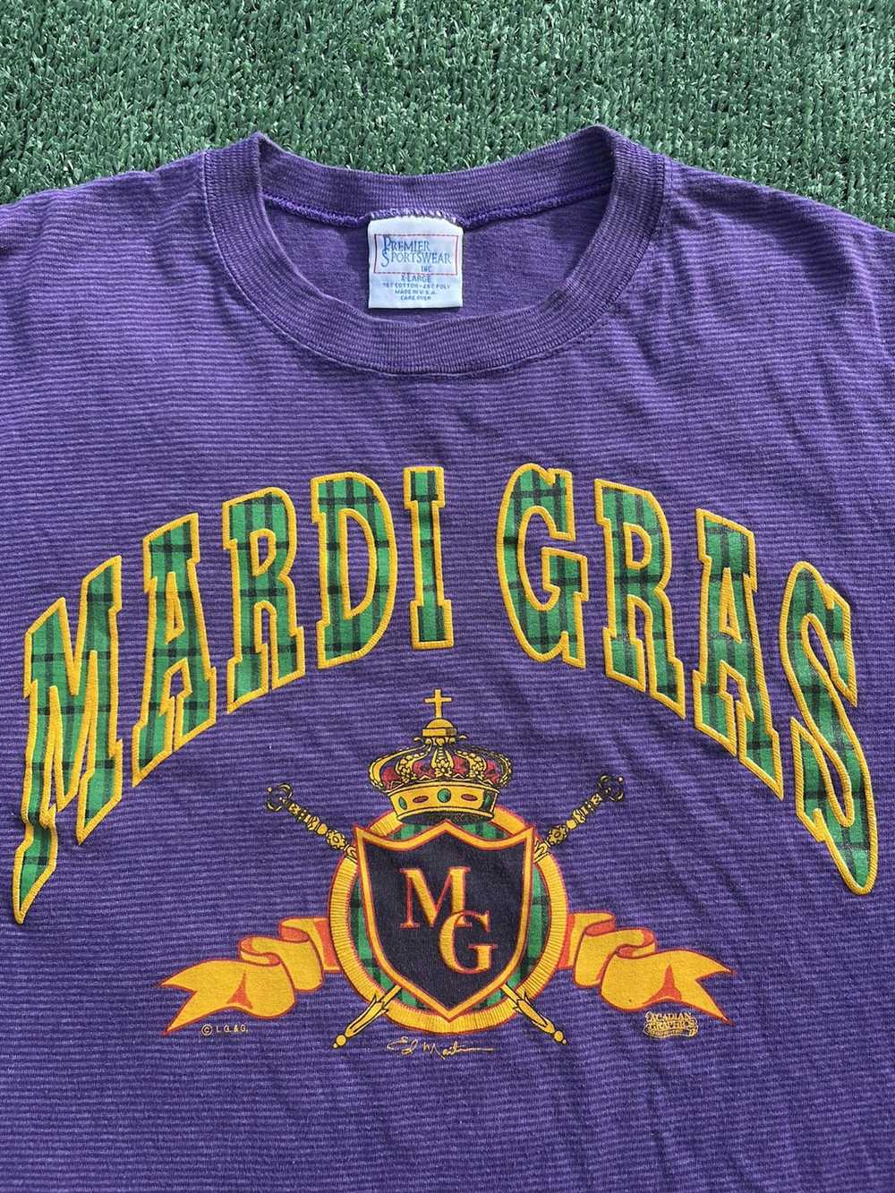 Vintage Vintage 90s Mardi Gras Striped Tee - image 3