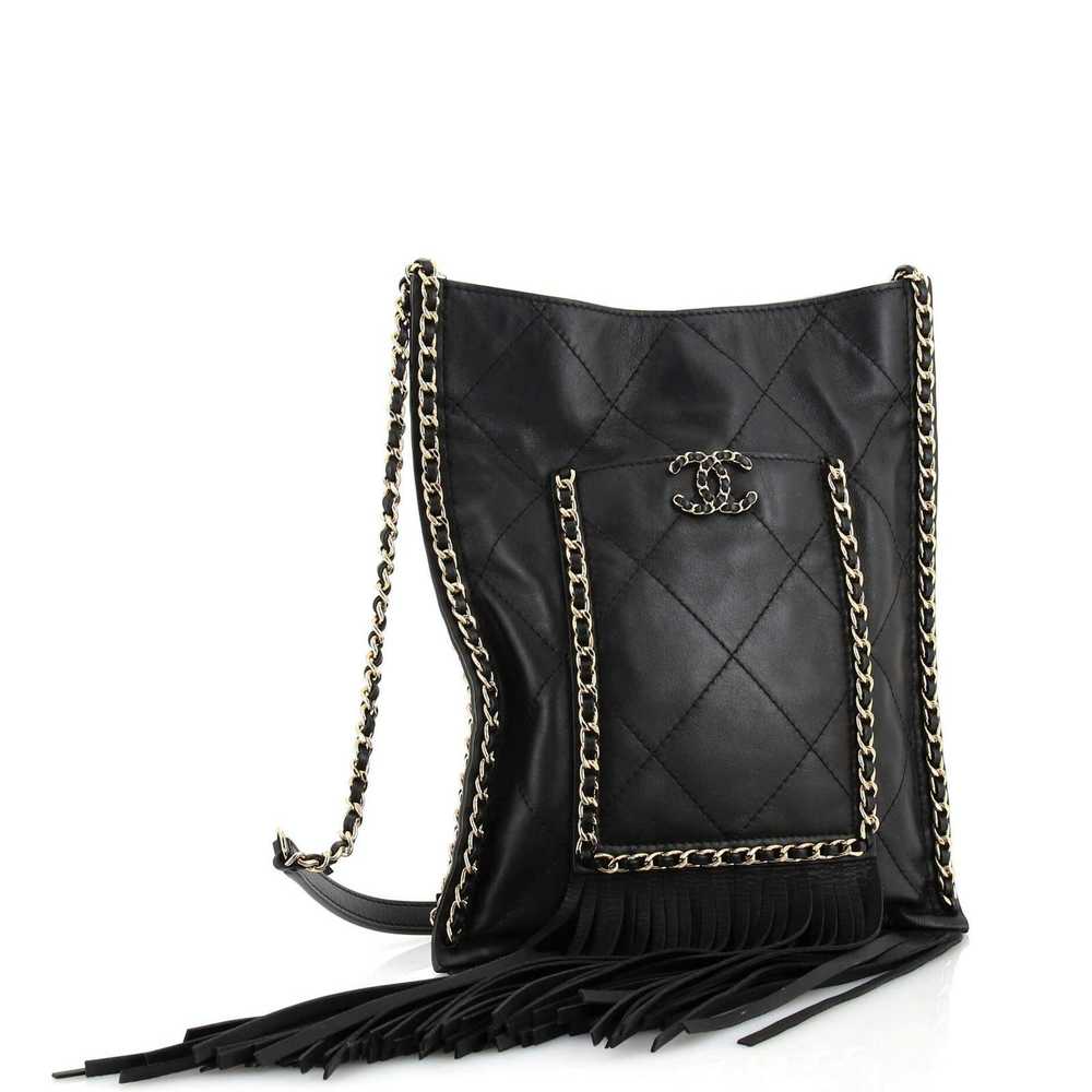 Chanel Fringe Flat Shopping Bag Quilted Calfskin … - image 2
