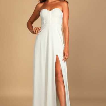 Perfect Vows White Lace Strapless Bustier Maxi Dre