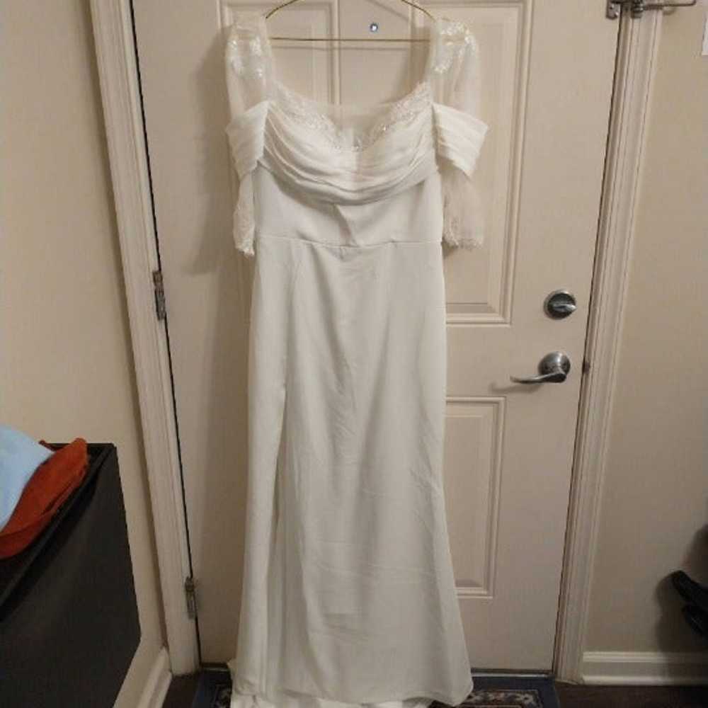 Off Shoulder Long Sleeve Wedding Dress - image 3