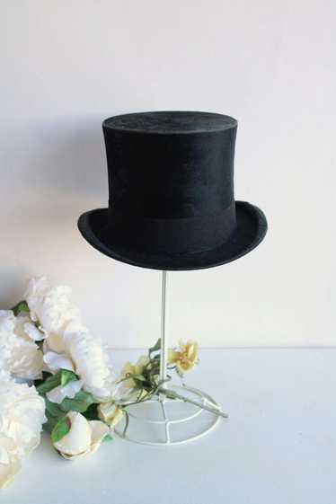 Vintage Vintage Antique 1800s Top Hat, Black Beave