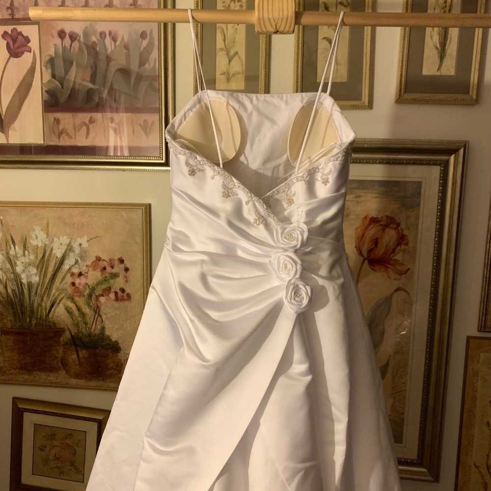 DaVinci white satin beaded wedding dress - image 5