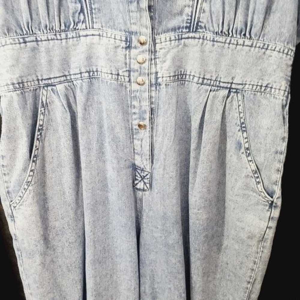 Vintage 80s 90s Denim Long Sleeve Glam Jumpsuit L… - image 3