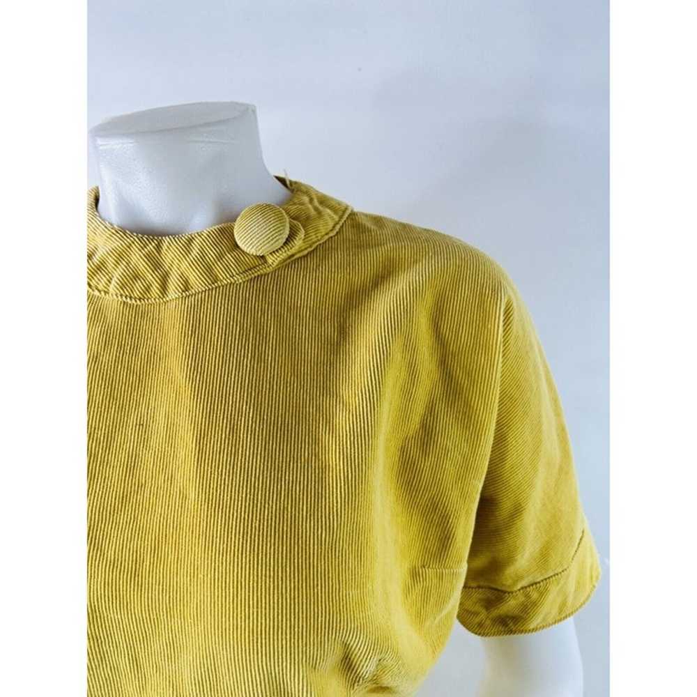 VTG 1940s Mod Womens Large Yellow Corduroy Drop W… - image 12