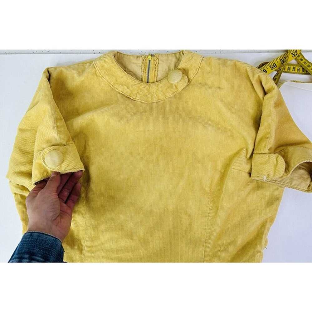 VTG 1940s Mod Womens Large Yellow Corduroy Drop W… - image 2
