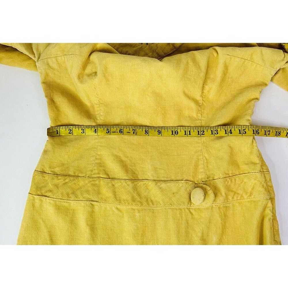VTG 1940s Mod Womens Large Yellow Corduroy Drop W… - image 4