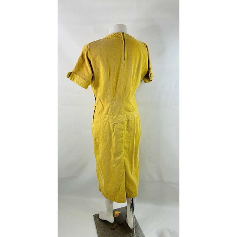 VTG 1940s Mod Womens Large Yellow Corduroy Drop W… - image 9