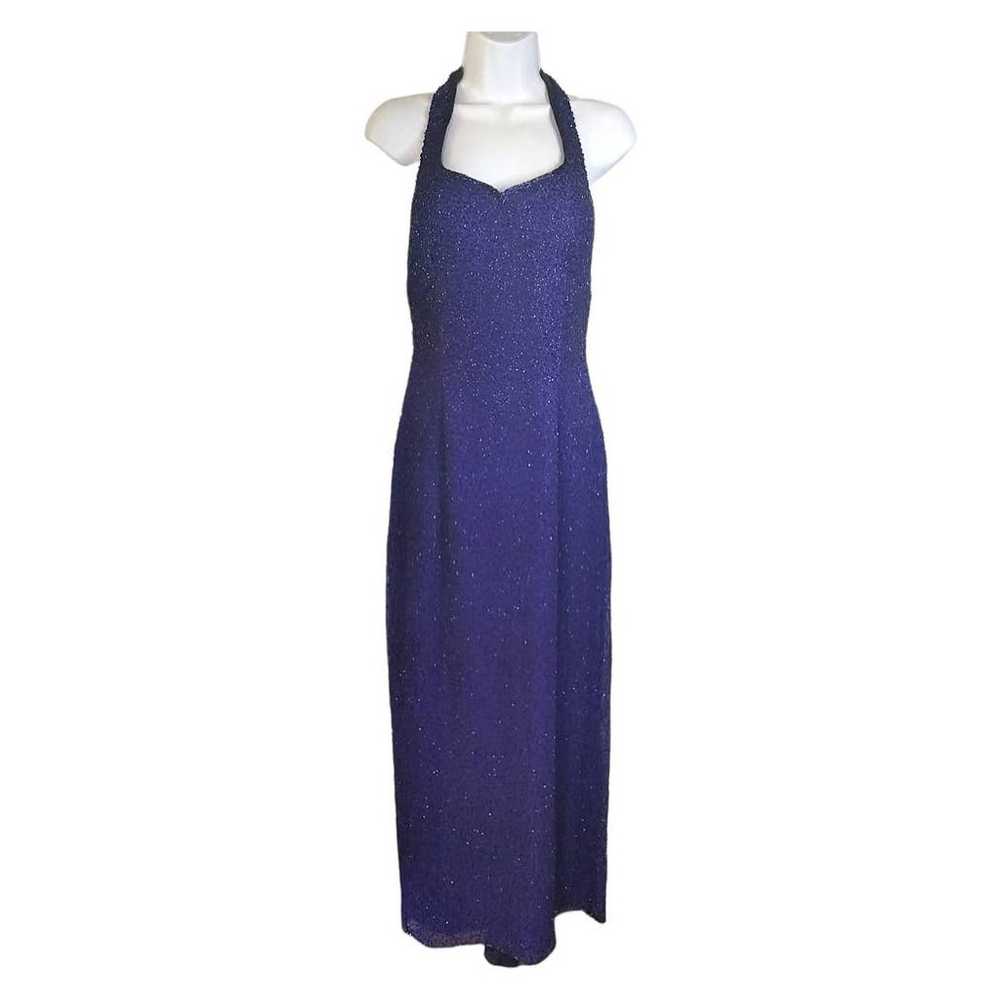 SCALA Silk Beaded Halter Dress Sleeveless Formal … - image 1