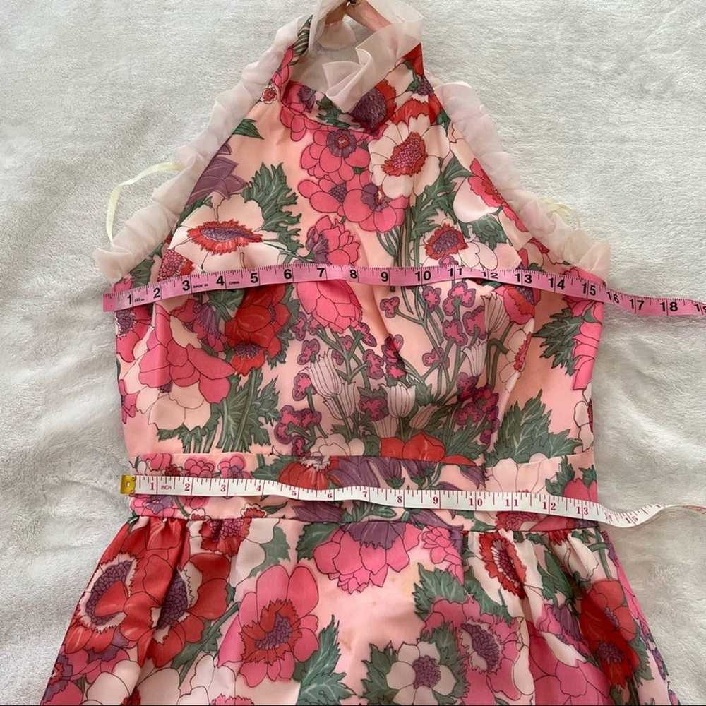 Vintage Pink Retro Floral Halter Maxi Dress - image 5
