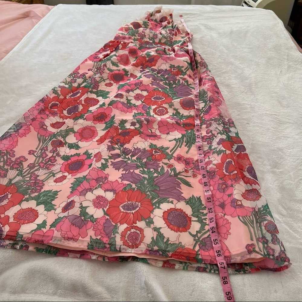 Vintage Pink Retro Floral Halter Maxi Dress - image 6