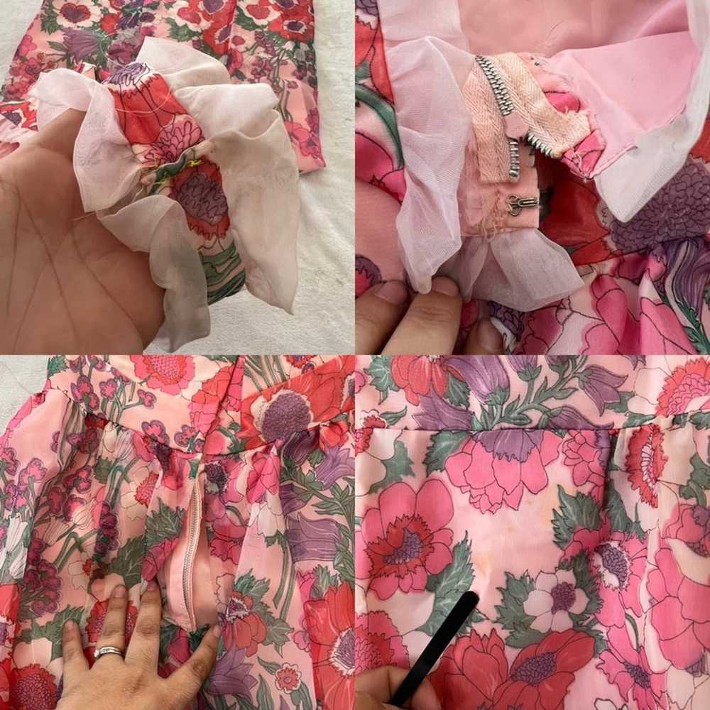 Vintage Pink Retro Floral Halter Maxi Dress - image 7